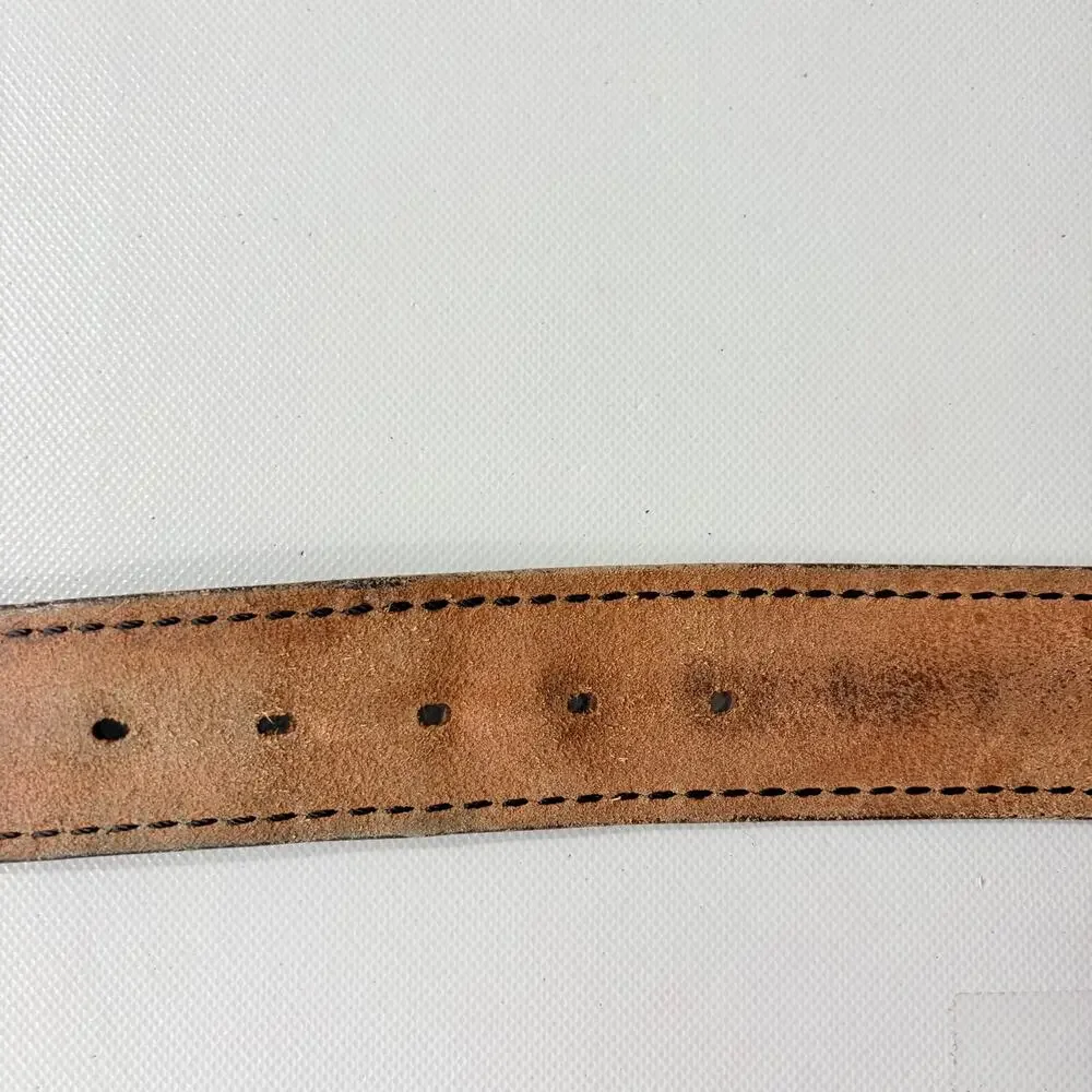 Safrariland Basketweave Leather Mens Belt Sz 36 Police Brass Buckle Model 51